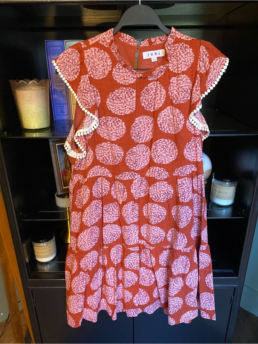 THML Rust Dress with Pink Dot Print
